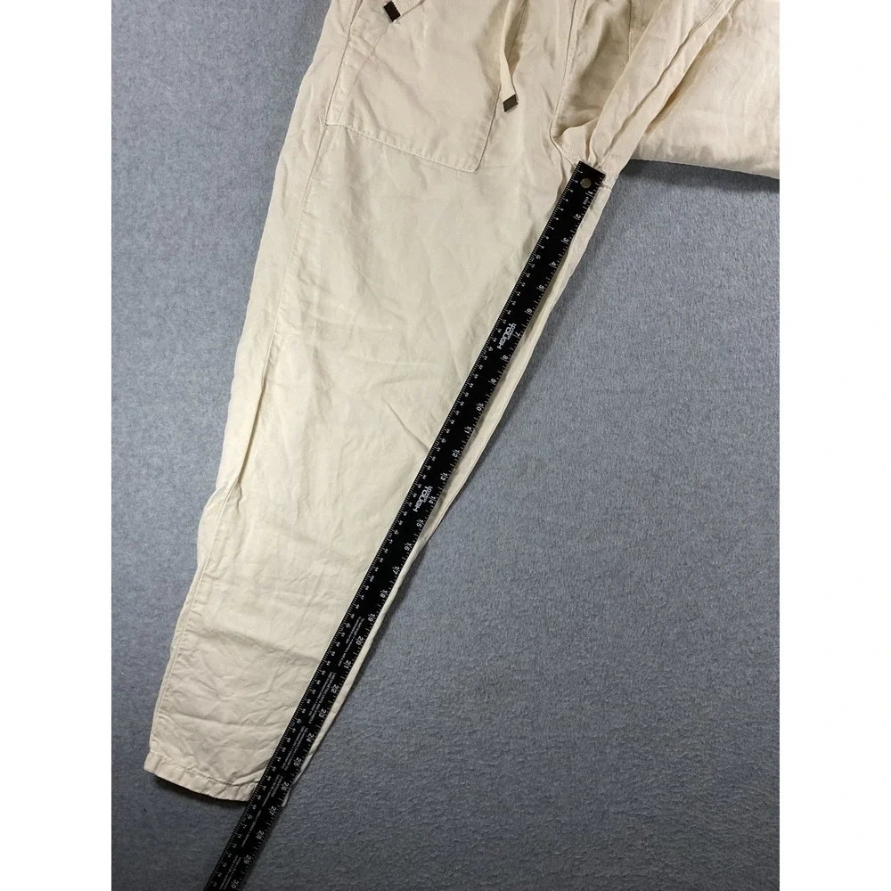 Zara Womens Cream Beige Elastic Waist Drawstring Jogger Pants Size M 1276